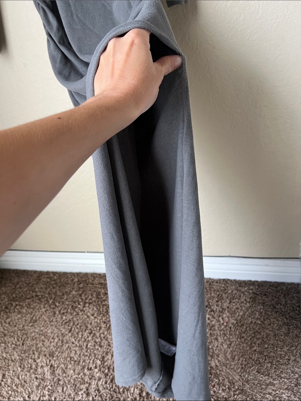 James Perse grey sueded cotton ruched long sleeve maxi dress - Picture 9 of 9